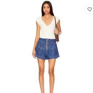 Free People We The Free Fleur Denim Short In True Blue